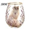 Buntes Schmetterlingsglas Handbemalter Glasbecher, Eiförmige Tasse mit Goldrand, Klarer Bleifreier Sicherer Trinkbecher für Tee Kaffee Wein