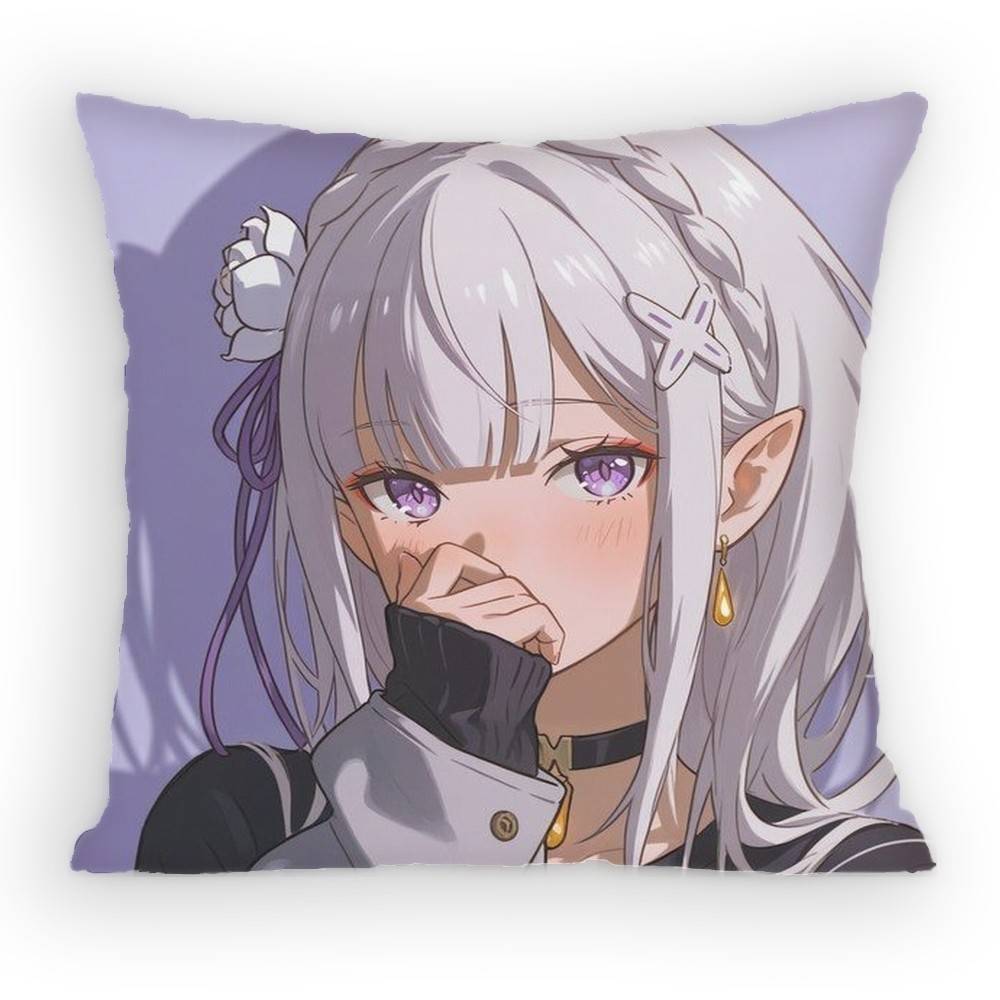 re zero infinity Emilia Cute Anime GGirl Pillow Case Sofa Living Room BedroomHeadboard Backrest Cushion Square Cushion Nap Time