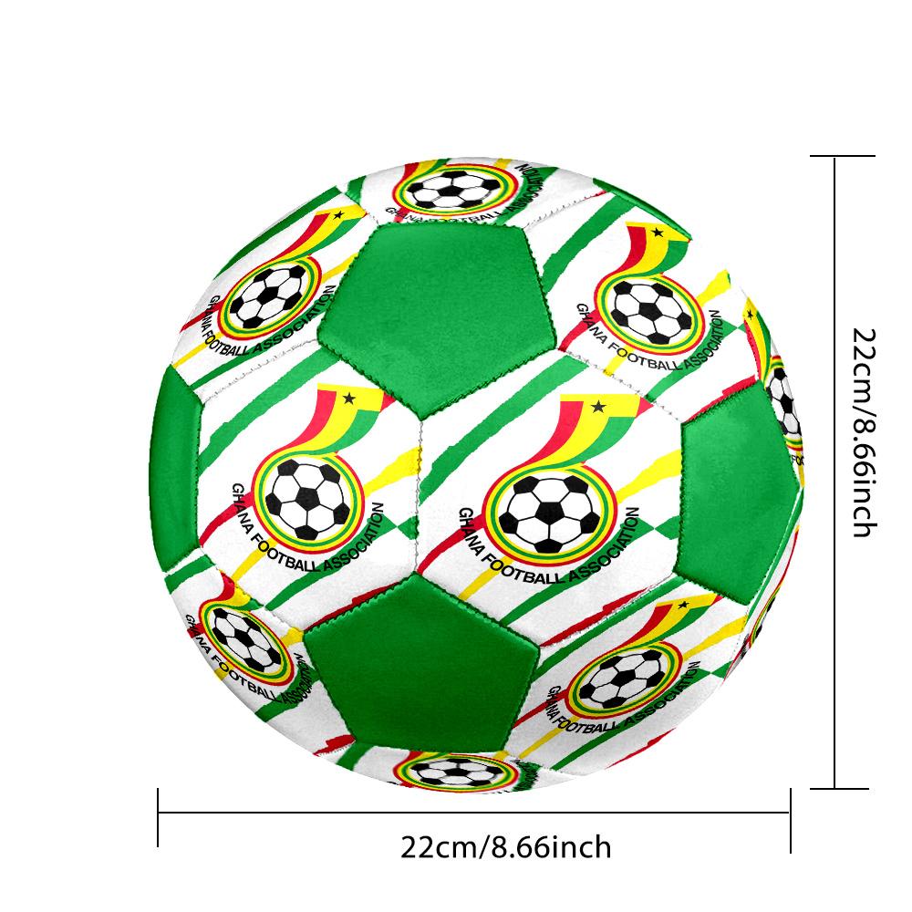 Ghana Football Indoor Soccer Ball Colorful All Ages Size 5 Machine Stitched PVC Competition Ready Durable High-Bounce