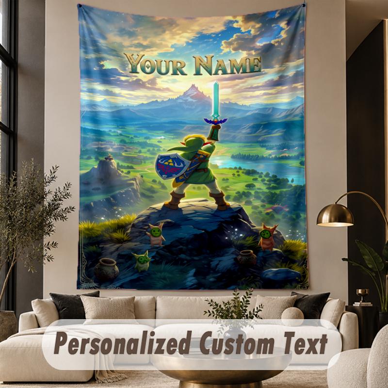 Custom Text Printed Tapestry Zelda Pattern Large Wall Hanging Indoor Room Decor