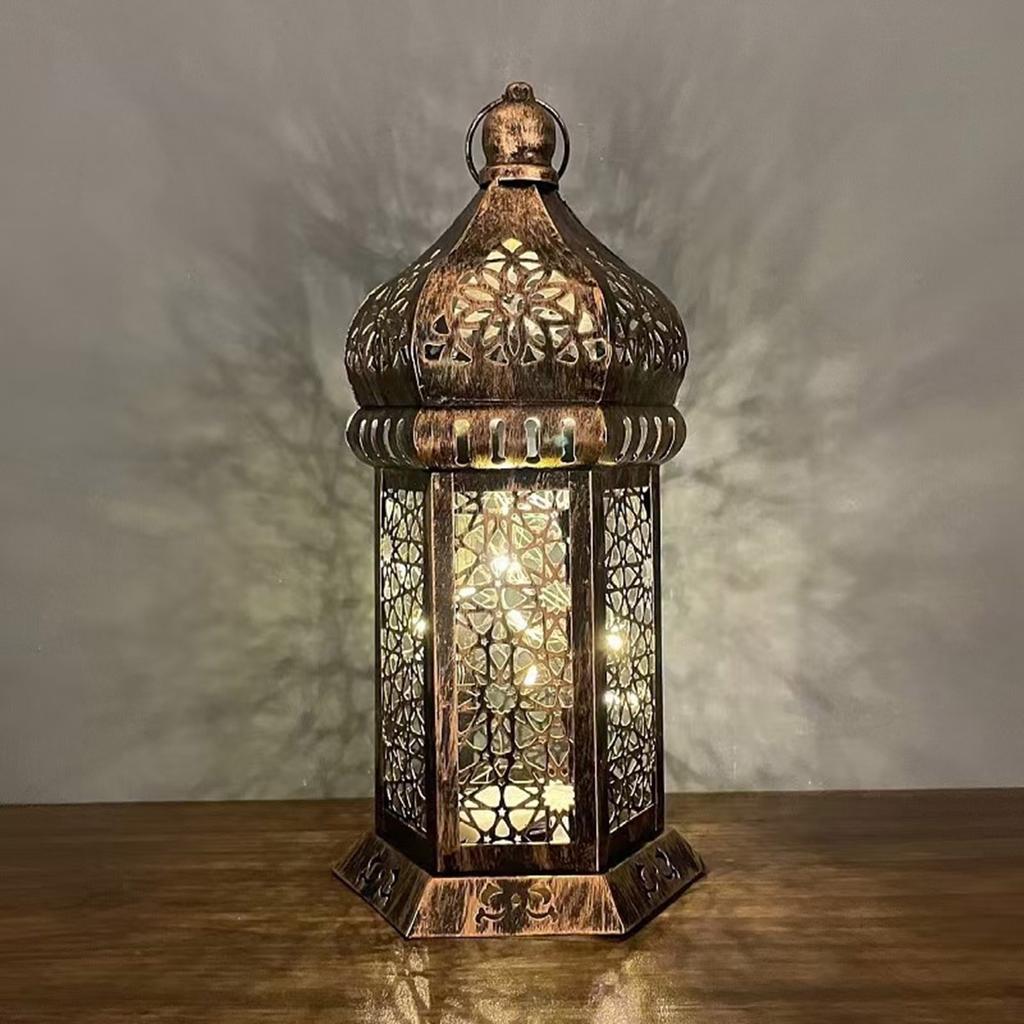 Floor Standing Candle Holder Handmade Iron Moroccan Type Wind Lantern for Ramadan Home Decoration and Celebrations