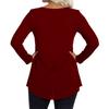 Ladies' Casual And Fashionable Round Neck Collar Lace Long Sleeved Solid Color T-shirt Plus Size Top