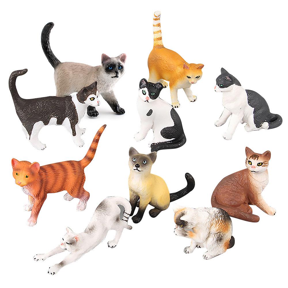 Children's Black and White Kitten Simulation Set - Toy Cat Figurine