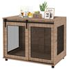 Dog Crate Furniture with Sliding Door for Large Dogs, Walnut Brown