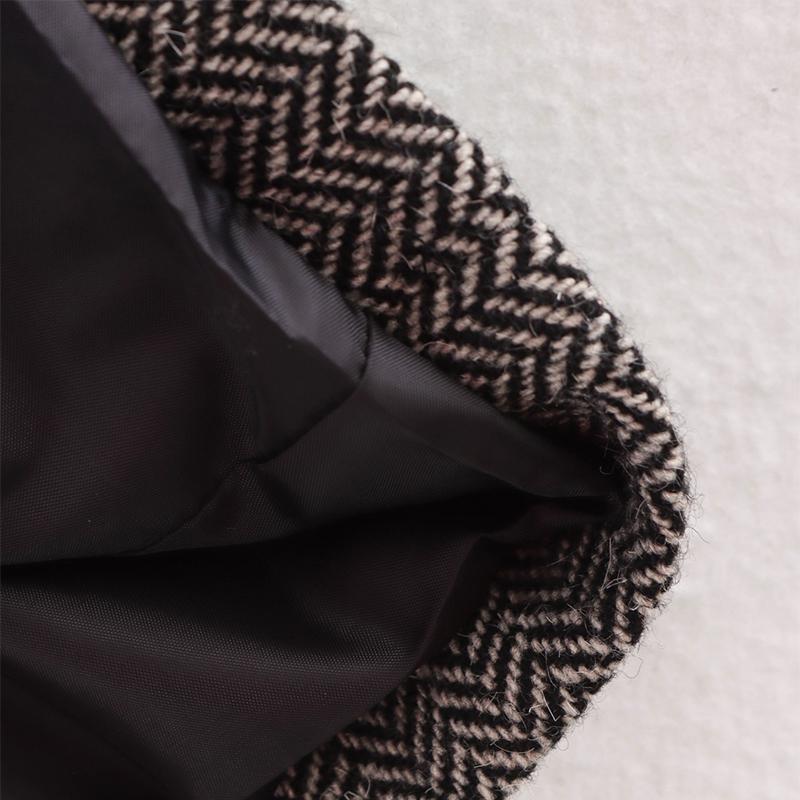 Vintage Lapel Herringbone Suit Coats Women Casual Single-Breasted Pockets Jackets Coat Lady Autumn Chic High Street Outwear