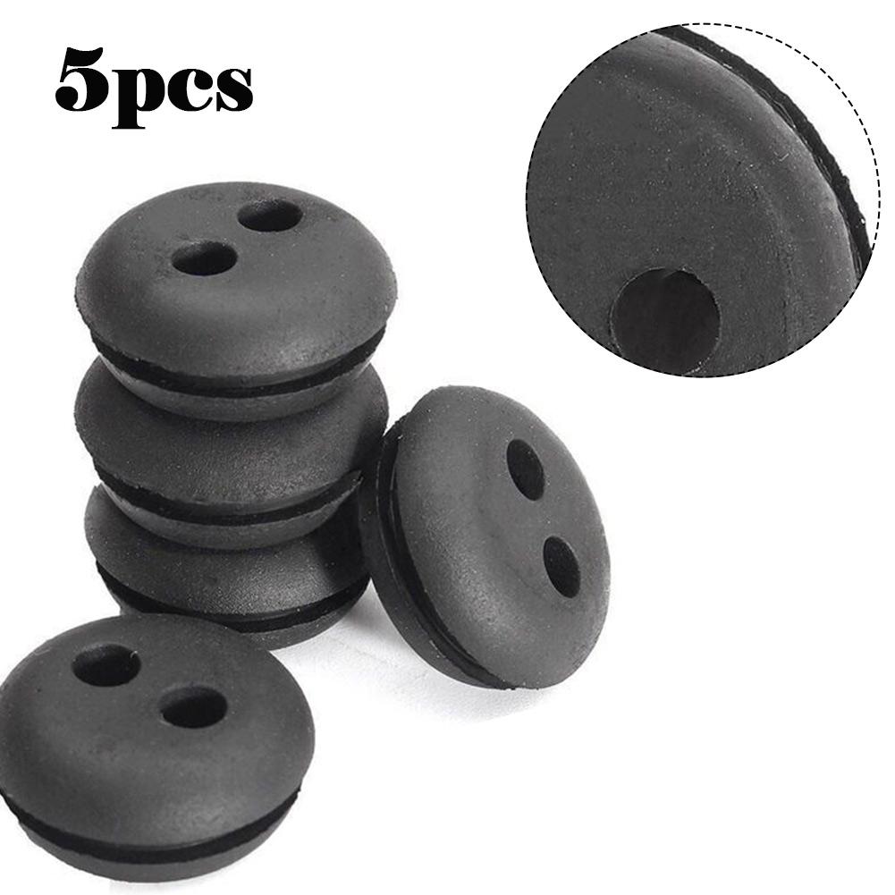 Set of 5 Rubber Fuel Tank Line Grommets with 2 Holes for Lawn Mower Trimmer Replacement Compatible with Multiple 2 Hole Models