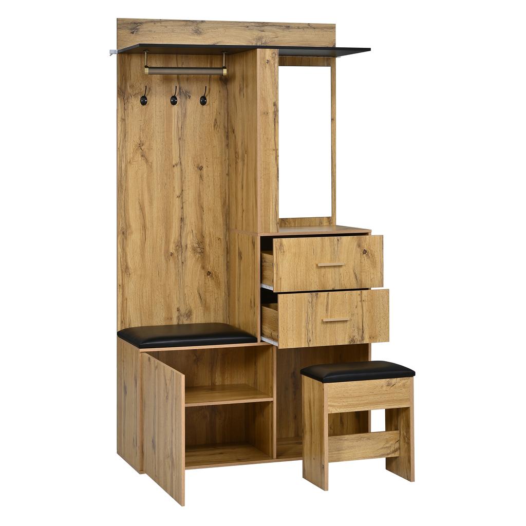 Wardrobe Cabinet Wardrobe Hallway Cabinet Shoe Cabinet Vanity Table MDF APP LED Light Mirror Aluminium Handle