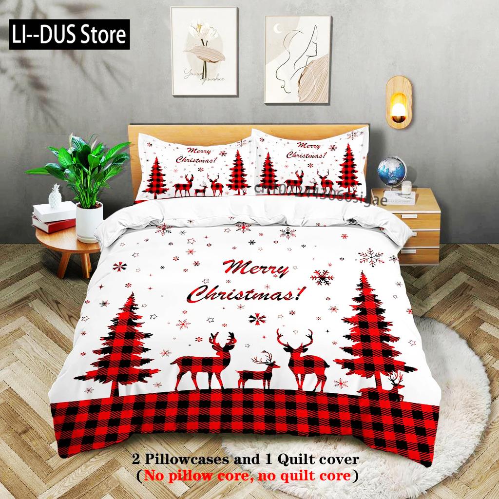 Comforter 3Pcs Merry Christmas Themed Pattern Bedding Set Christmas Tree For Teenagers And Adult'S Bedroom A Christmas Gift