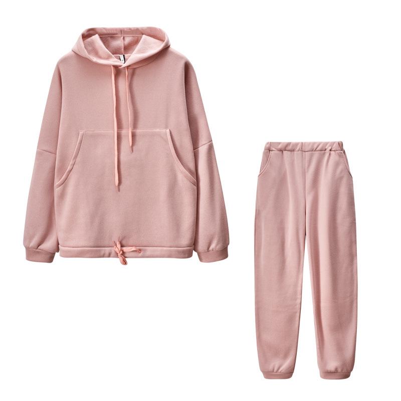 2024 Europäische & Amerikanische Herbstmode: Sweatshirt mit großer Tasche und einfarbigem Design & Lässiges zweiteiliges Set