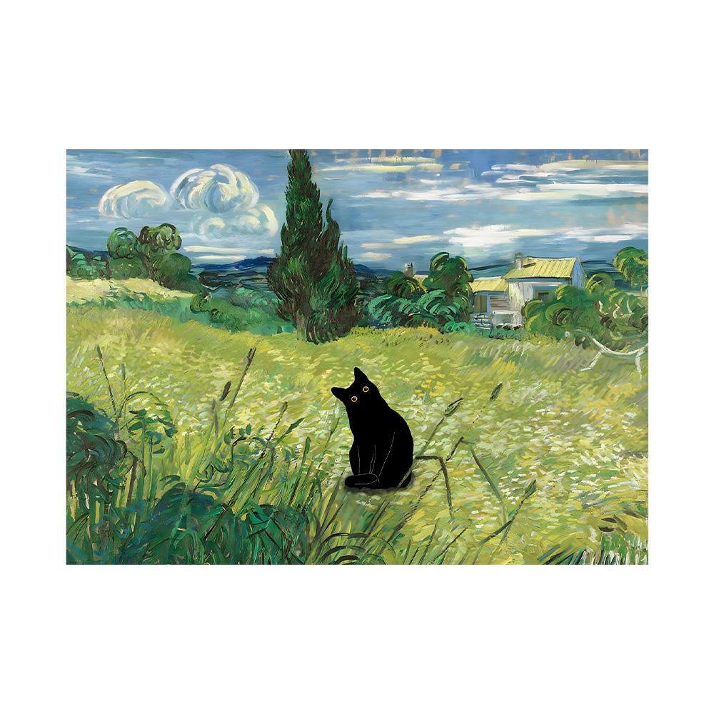 Van Gogh Black Cat Sunflowers Funny Art Matisse Monet Canvas Painting Posters And Prints Wall Pictures For Living Room Decor