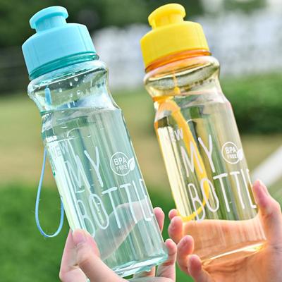 550ml Plastikwasserflasche Tragbarer Sportbecher mit Fallschutzseil Outdoor-Wasserbehälter Farbe Transparent PET Klappdeckel