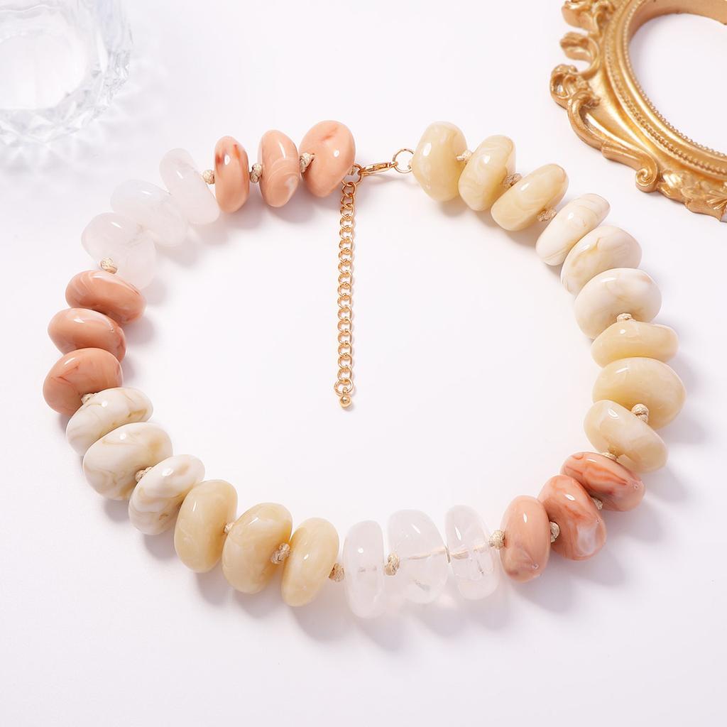 European and American personality trend dopamine color splicing beaded necklace creative versatile commuter women's necklace