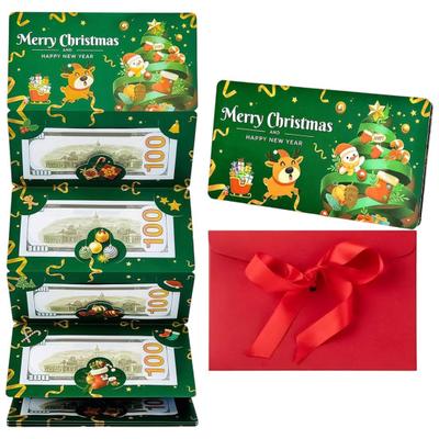 Christmas Cash Gift Envelopes 6 Slots Money Gift Card Holder for Cash DIY Holiday Surprise Money Envelope for Xmas Party Supplies