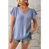 Summer Women's T-shirt V-neck Fashion Petal Sleeve Loose Top