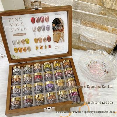 Xian Zi Yin Moonlight Powder: 24-Color Opal Mirror High Gloss Nail Art Set