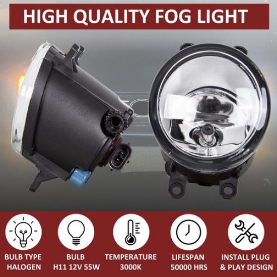 Clear Fog Lights Lamps w/Bulb Left+Right For Toyota RAV4 Camry Yaris Lexus LX570