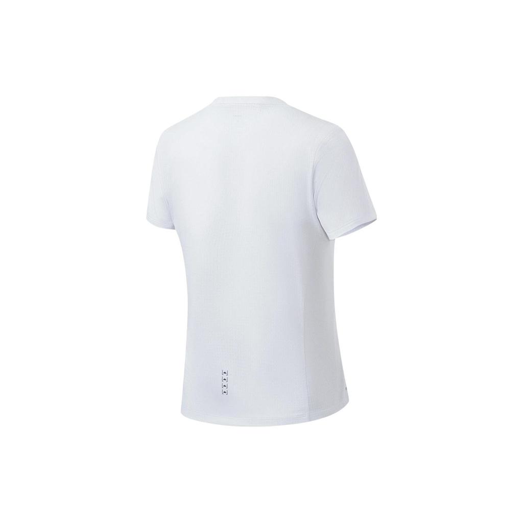 Li Ning Running Series Letter Print Round Neck Short Sleeve T-Shirt Women Tops Standard-White ATST066-4