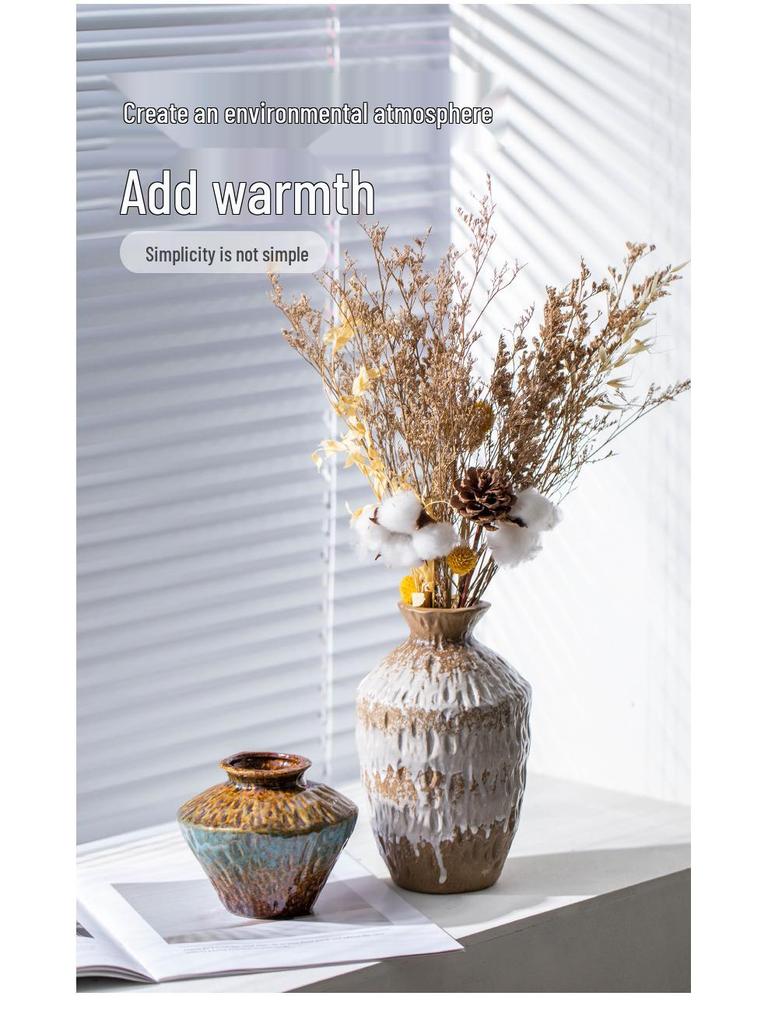 Retro Chinese Ceramic Vase: Elegant Flower Insert for Living Room, Dining Table, Hotel, and B&B Decor