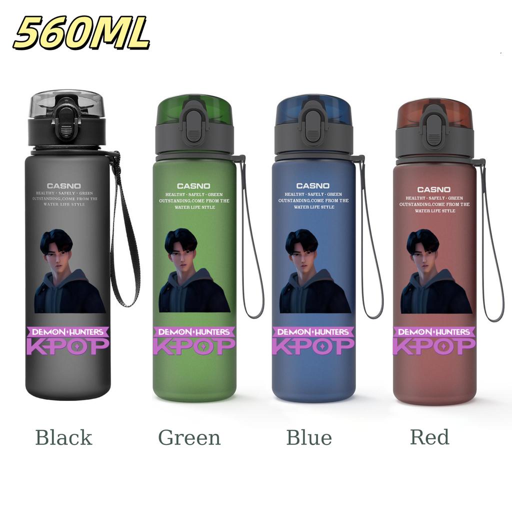 560ML KPop Demon Hunters Plastic Cartoon Pattern Water Cup Tall Superior Quality Children Outdoor Sports Drinking Water Bottle Birth Date Present