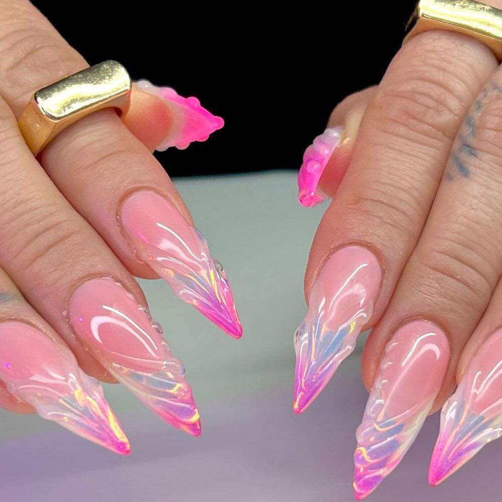 New Nail Art Film European And American Y2K Spice Girl Style Ins Long Almond Long Tip Nail Wearing Nail Patch