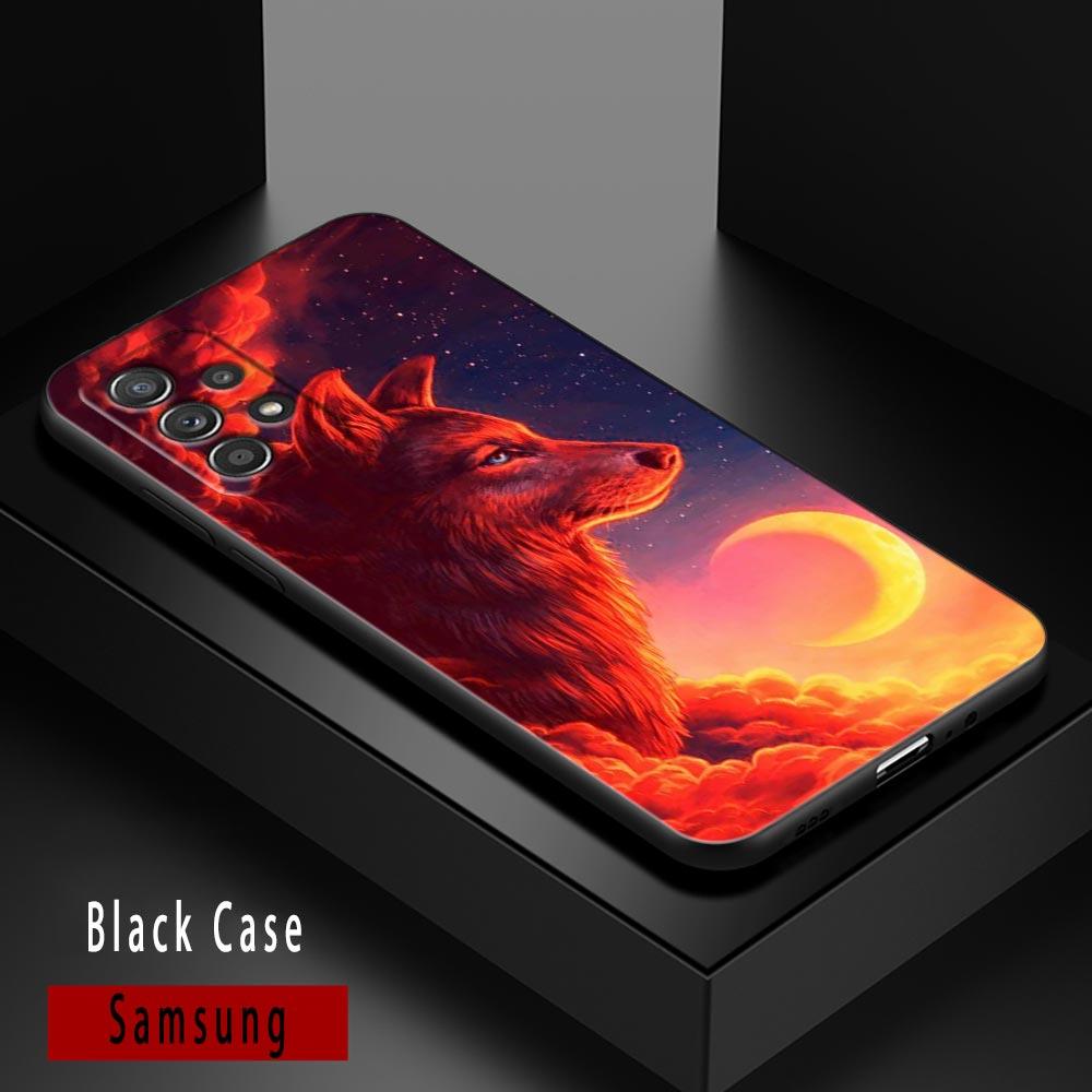 Cute Fox Animal Cases For Samsung Galaxy A52 5G Funda A13 A54 A52s A53 A72 A73 A33 A23 A32 A51 A71 Soft TPU Silicone Black Cover