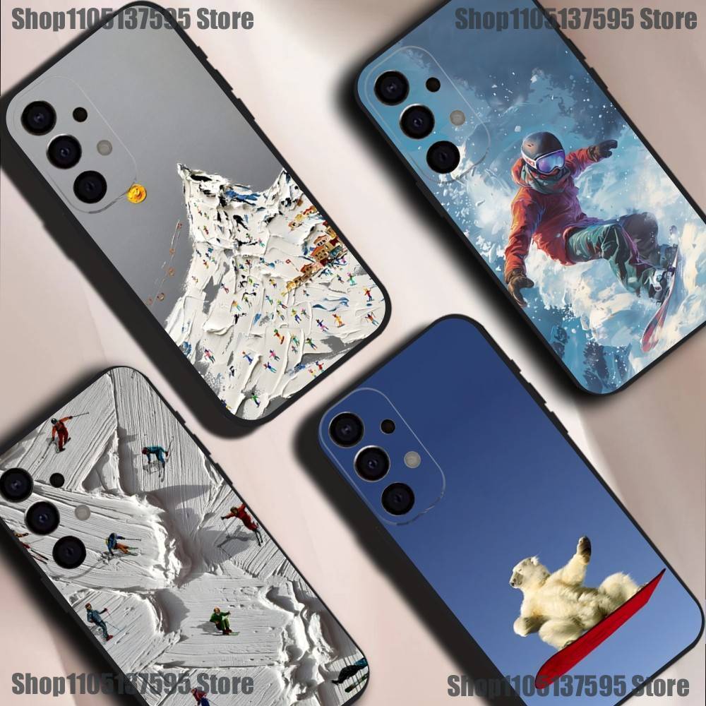Skiing Snow Snowboard Ski Phone Case For Samsung S25,S24,S21,S22,S23,S30,Ultra,S20,Plus,Fe,Lite,5G Black Cover