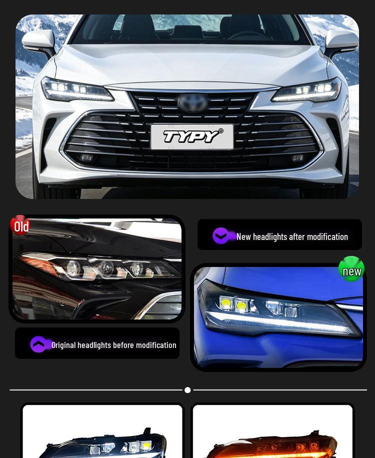 LED Daytime Running Lights & Flowing Turn Signals for 19-26 Toyota Avalon Headlight Assembly