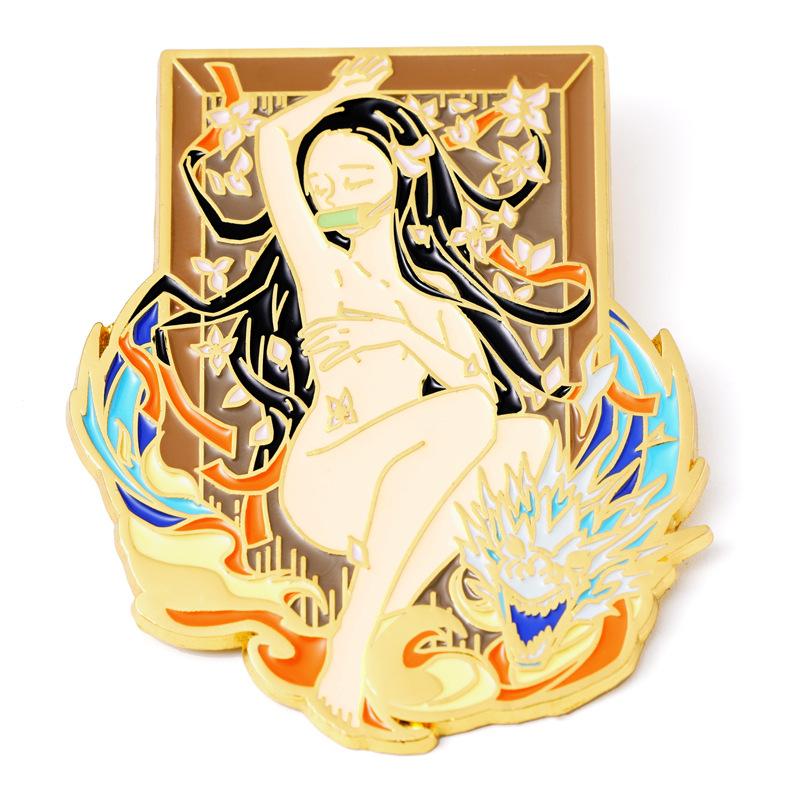 Demon Slayer Anime Lapel Pins Backpack Jeans Enamel Brooch Pin Women Fashion Jewelry Gifts Cartoon Badges