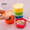 Minimalist Storage Solutions 5Pcs Mini Box with Lids, Stackable Plastic Containers, Reusable Portable Boxes Heart/Square/Flower Shape Food Organizer