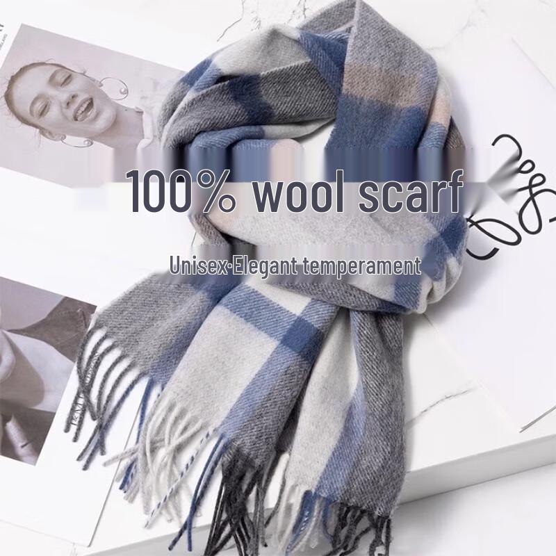 

Шарф в клетку Haoguan 100% шерсть