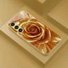 Golden Rose Plated Glass Phone Case Suitable for Samsung Galaxy S26 S25 S24 S23 S22 S20 FE/Ultra/Plus 5G Anti Drop Back Cover