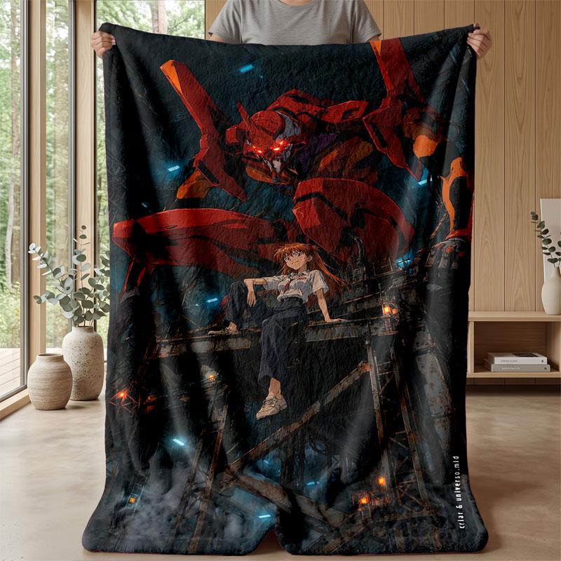 Soft Flannel Blanket Lightweight Cozy Bedroom Living Room CoverNeon Genesis Evangelion