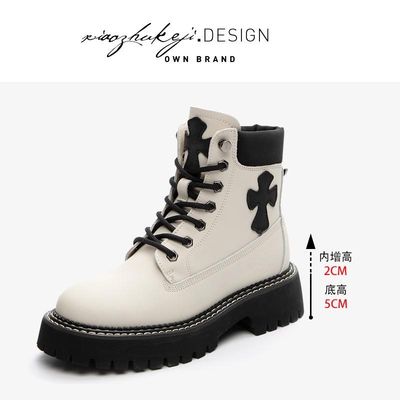 

[Haute couture silk] Leather Martin boots women s autumn and winter new rhubarb boots versatile short boots 40