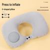 Inflatable U-Shaped Travel Neck Pillow - Portable, Flocked, and Supportive