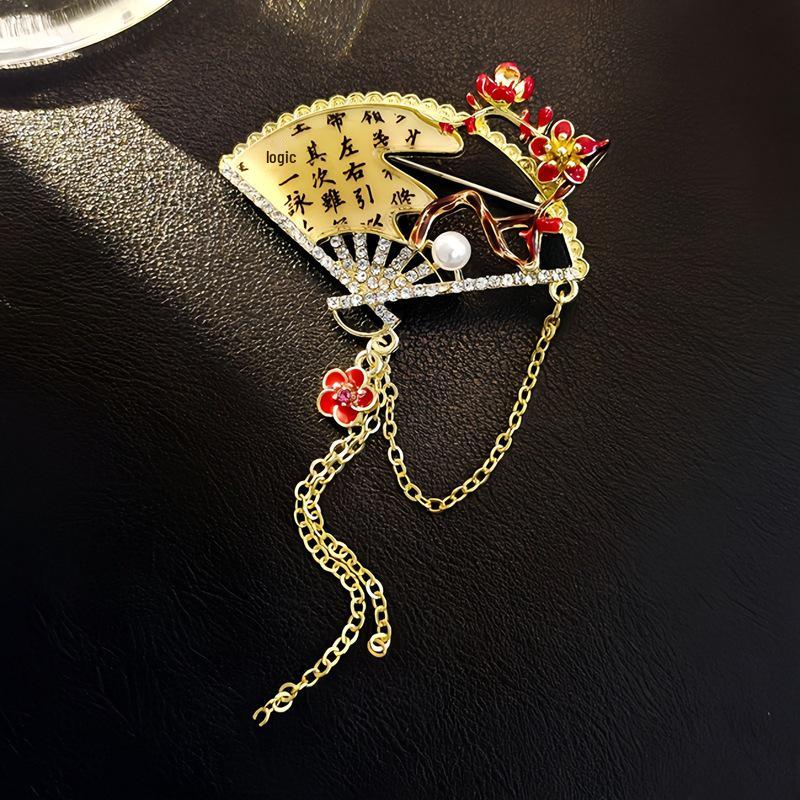 Elegante chinesische Retro-Emaille-Brosche Phönix & Schmetterling für Damen