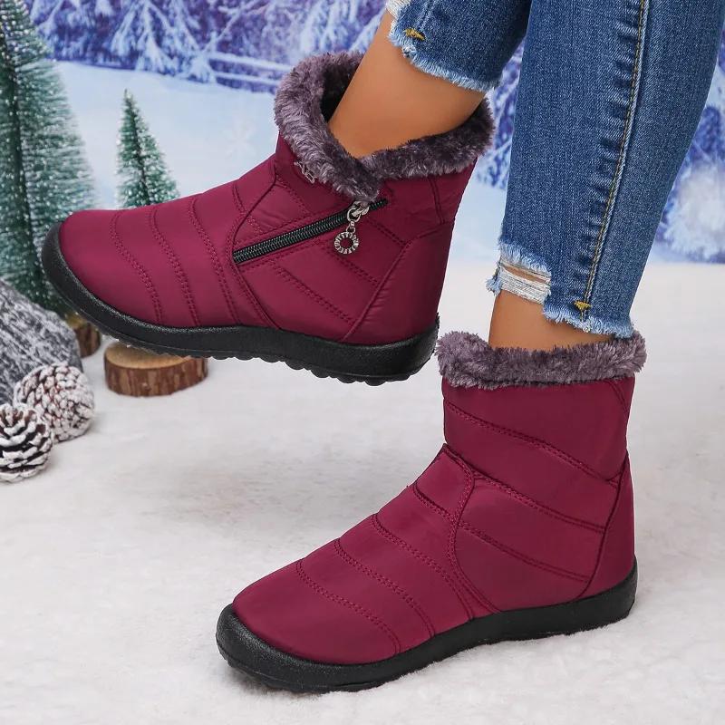 Fashion Women Snow Boots 2025 Comfortable Waterproof Women Shoes Retro Luxury Zipper Shoes Woman Winter Soft Boots Women