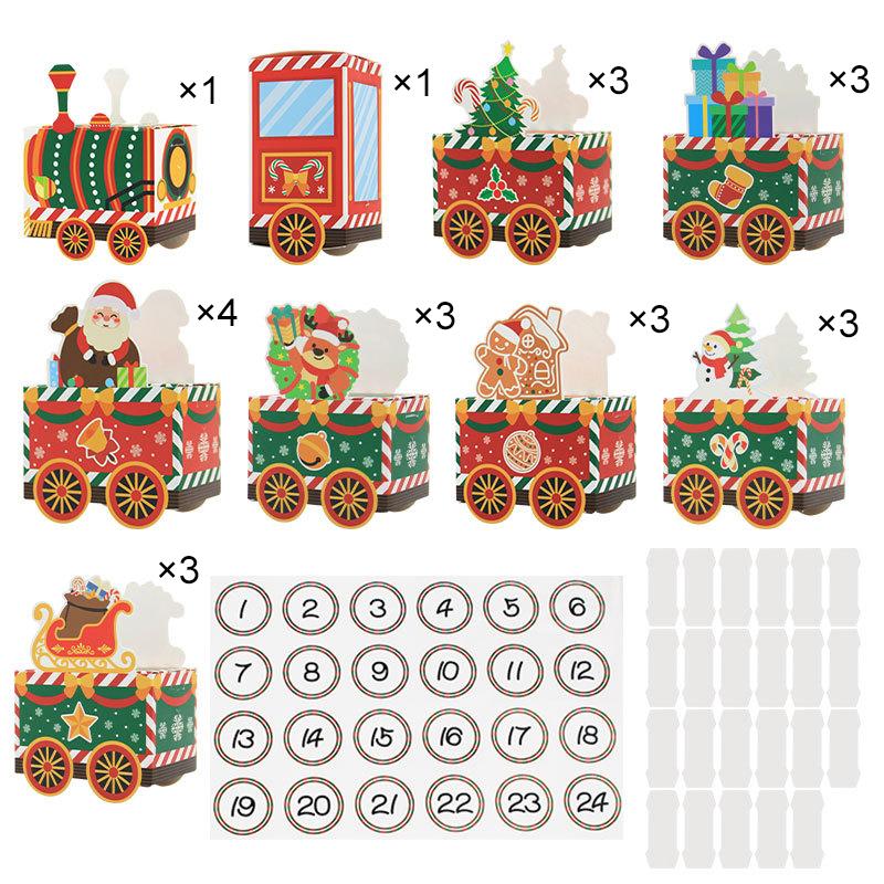 24pcs Advent Calendar Gift Boxes Festive Reindeer Designs Xmas Decorations & Accessories Elves Table Decor