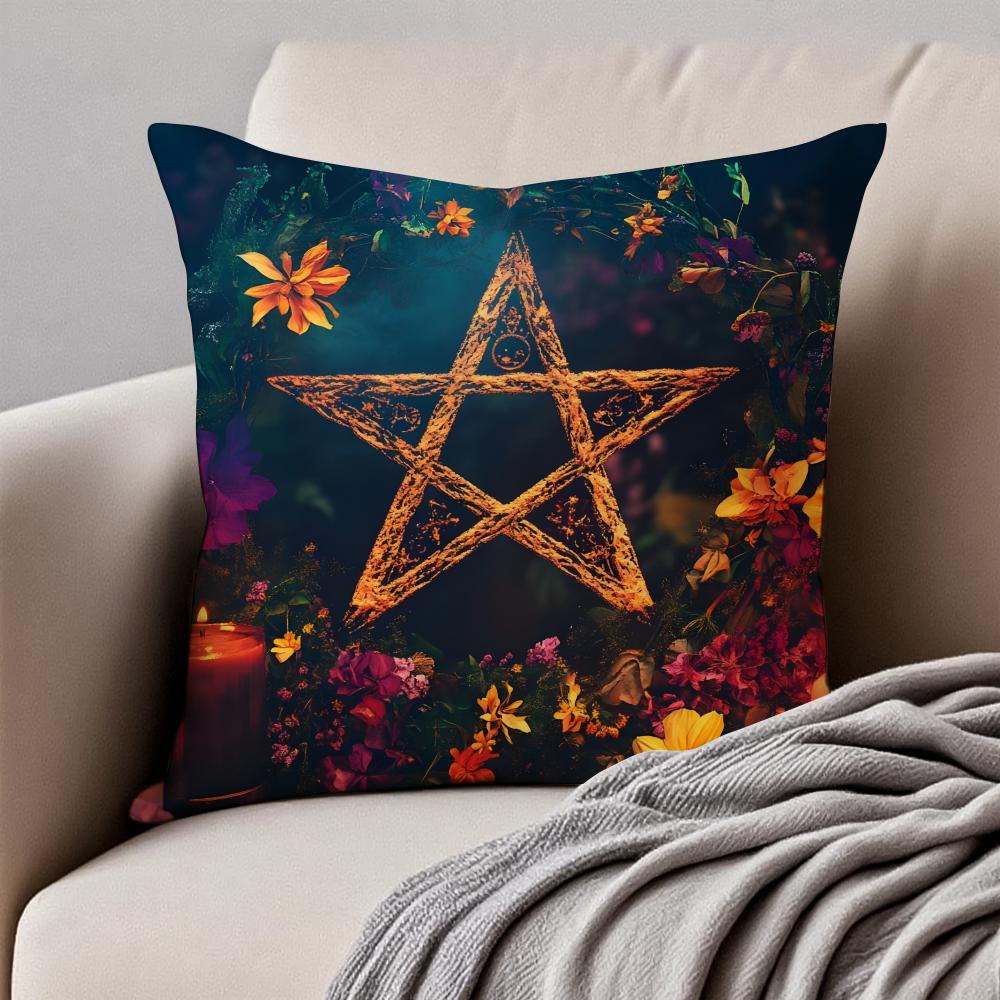 Dreamlike Magical Pattern Cushion Cover Pillowcase Antidustmite Invisible Zipper Short Plush Sofa Cushion