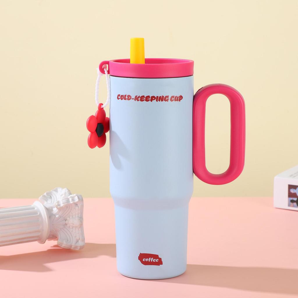 Tazza Termica con Cannuccia in Acciaio Inossidabile 316, Design Cartone Animato, Grande Capacità, Ice Buster