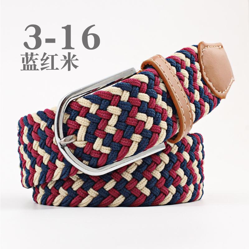 Women Casual Knitted Pin Buckle Without Holes Men Belt Woven Canvas Elastic Expandable Braided Stretch Belts for Female Jeans