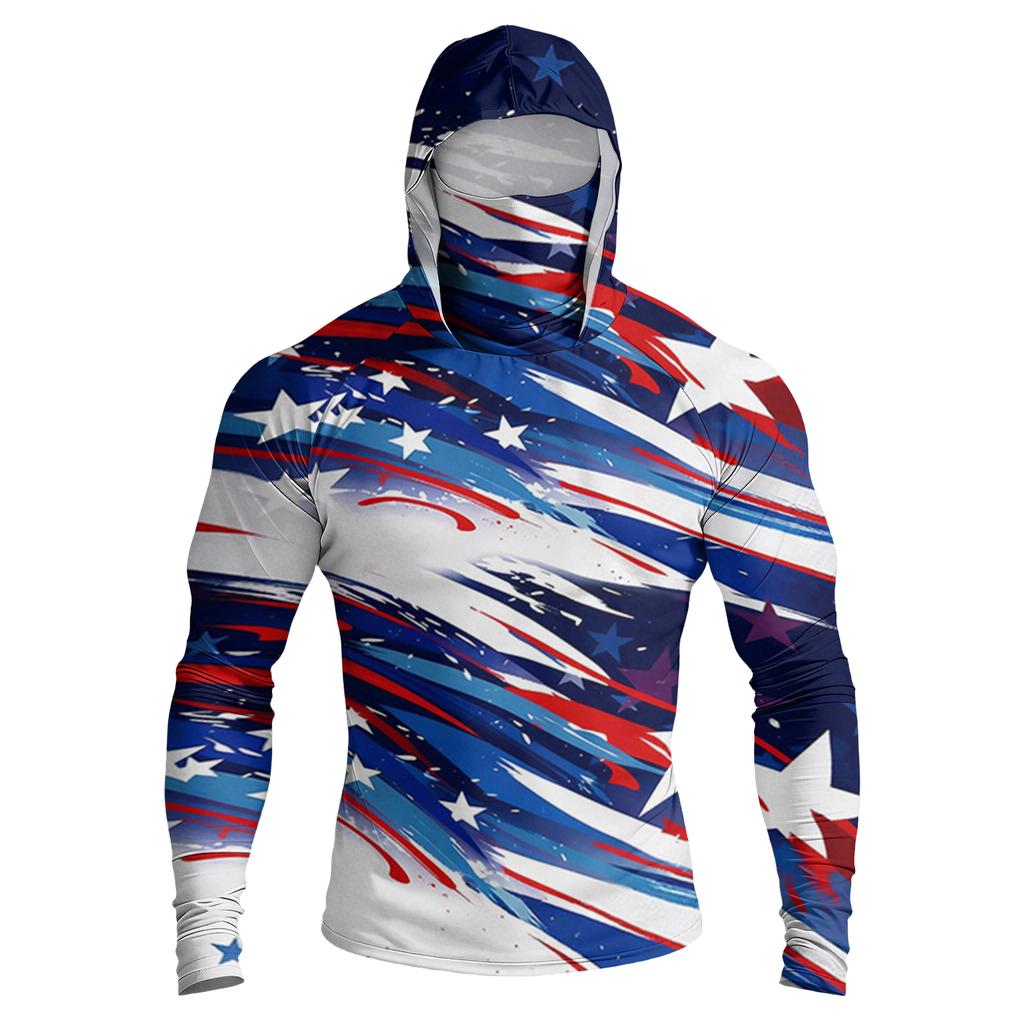 Men's Casual Raglan Sleeve Hoodie Long Sleeve Sun Protection Shirt Lightweight Breathable Fabric with Graphic Print for Outdoor Sports