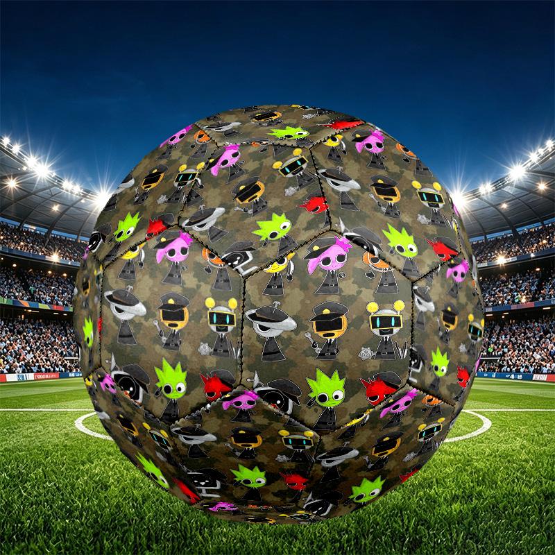 Sprunki Game Print Size 5 Soccer Ball, PU Wear Resistant Football for Match Training and Daily Practice, Birthday Gift for Soccer Fans