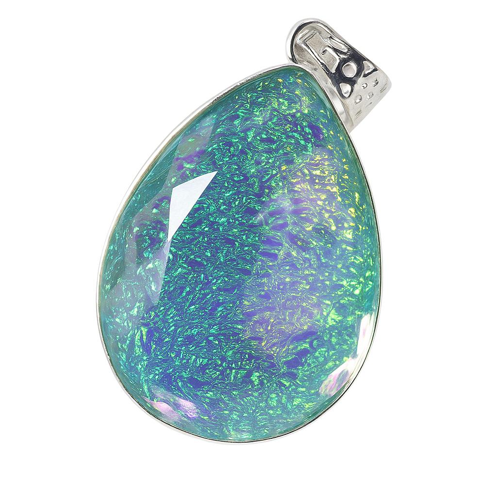 

Multicolor Monarch Opal 81.7 Ct Certified Pear Cut Lab Created Gemstone Pendant 35.2 mm approx. різнокольоровий