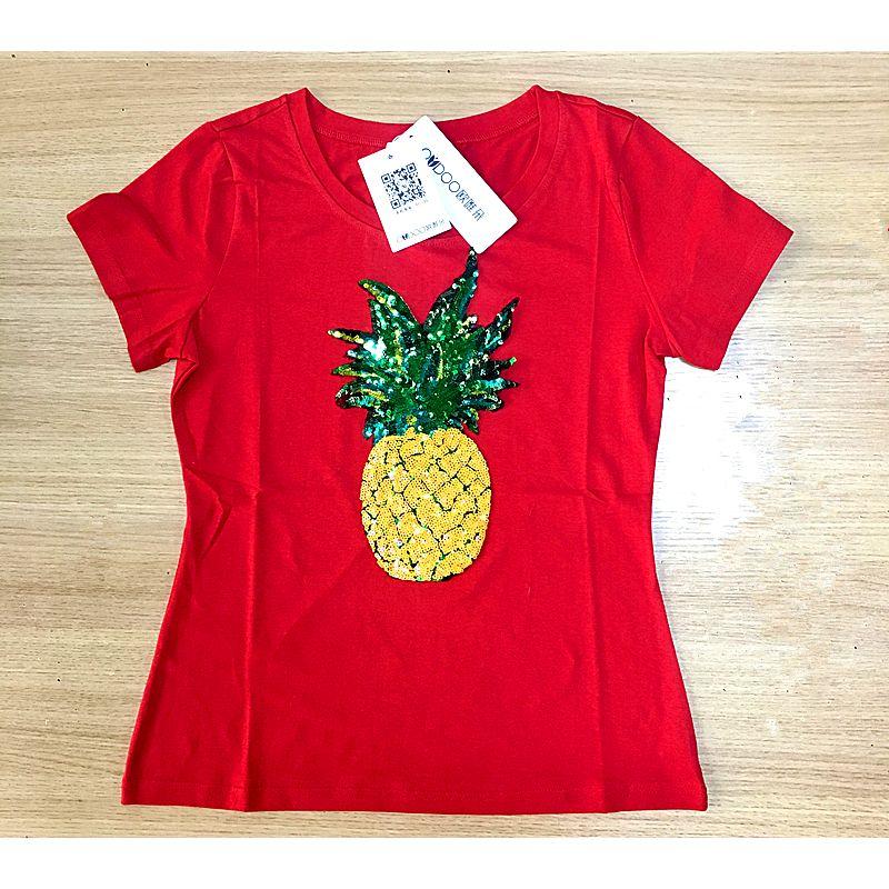 

мм Универсальная летняя одежда Футболка с коротким рукавом, вышитая пайетками Red 5XL