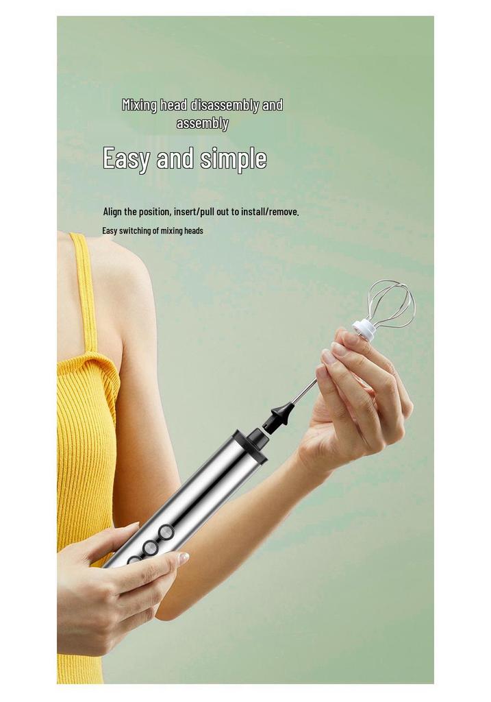 USB Rechargeable Handheld Electric Milk Frother – Ideal for Eggs, Baking, and Frothing.