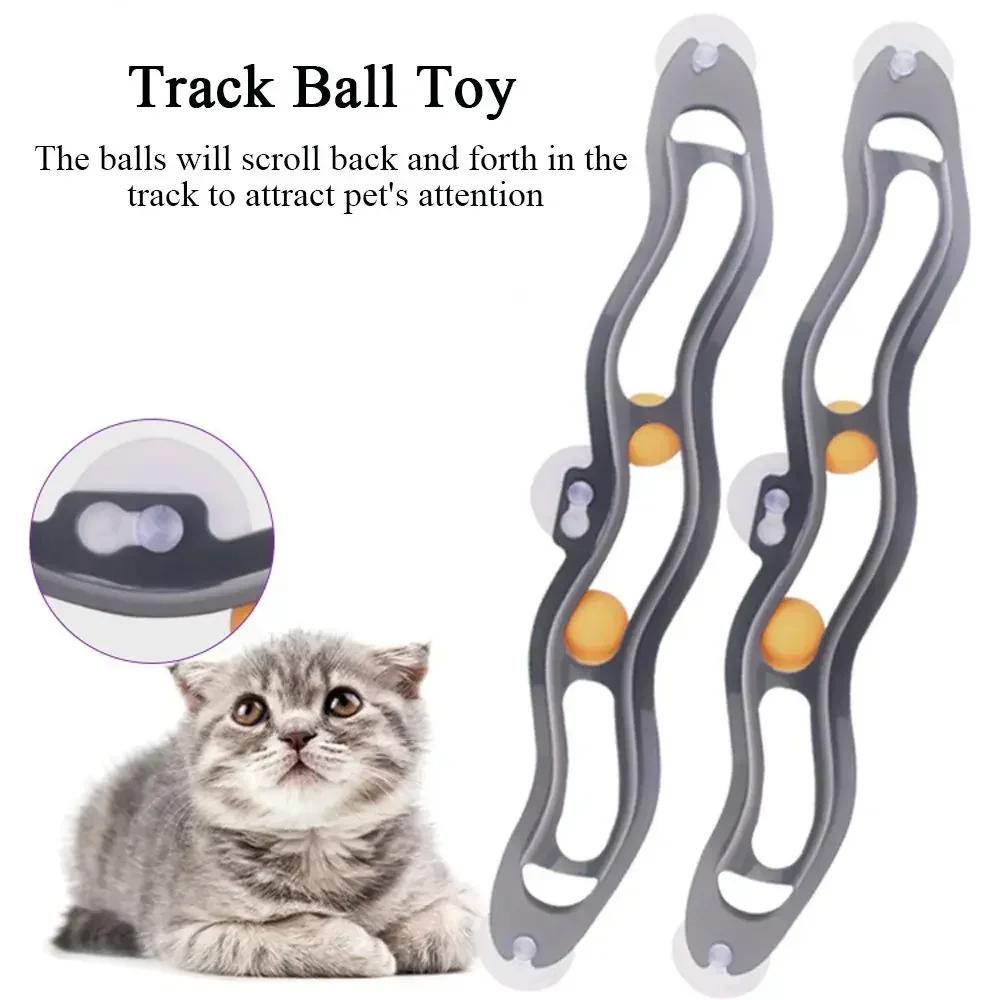 Ping Pong Ball New Teasing Cat Educational Toys Pet Interactive Cat Toy Track Window Suction Cup Toy Ball Cat Scratch Plastic
