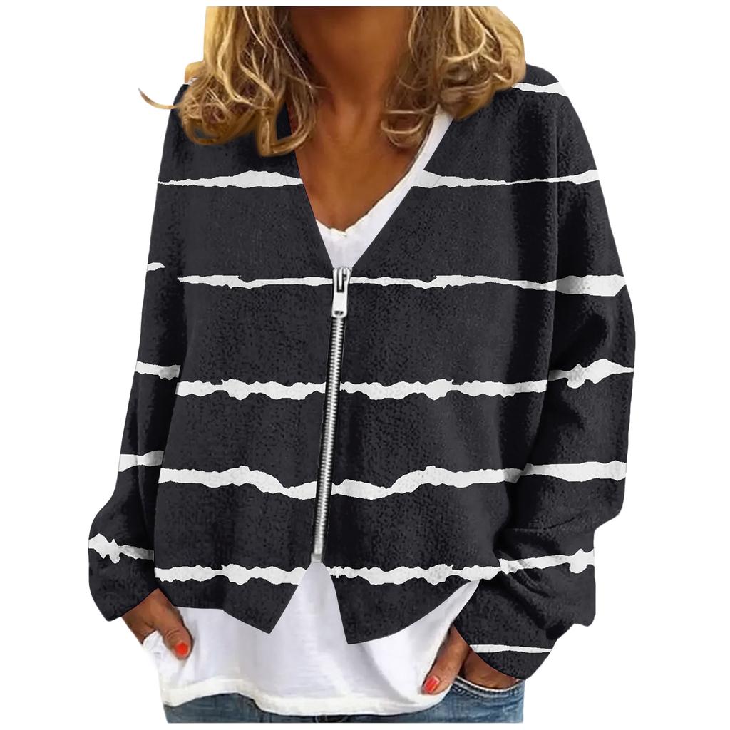Womens Zip Up Sweaters Sweatshirts Long Sleeve Oversized Jackets Soft Casual Loose Tunic Tops