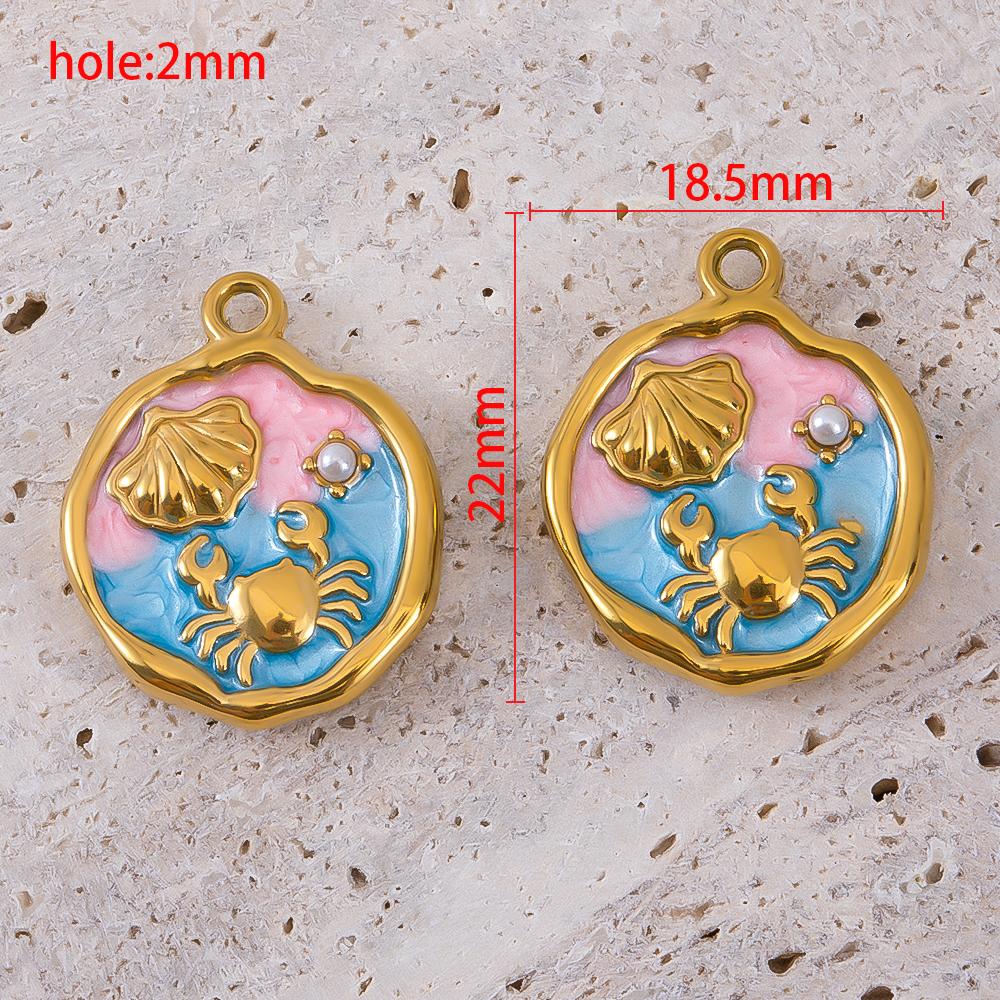 2pcs Stainless Steel Retro Ocean Turtle Octopus Crab Shell Star Pendant Necklace Earring Flower Charm Jewelry Making Craft Gift