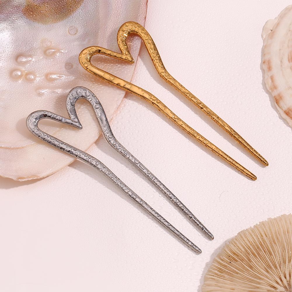 MamacitaSlay Elegante U-förmige Herz Haarnadel Wasserdicht 18K Gold Plated Titan Haar Accessoires Frau Dekoration Schmuck
