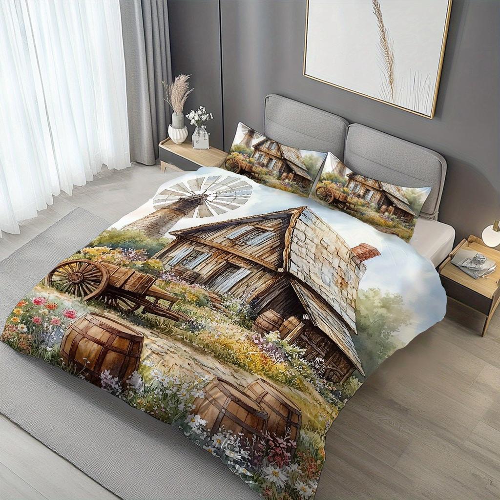 American Style Bedding Set Soft Polyester Duvet Cover Set Quilt Cover With Pillowcase For Bedroom Decor Birthday Gift For Girls